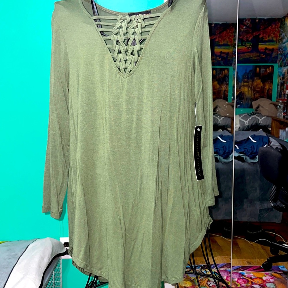 Long sleeve olive top.